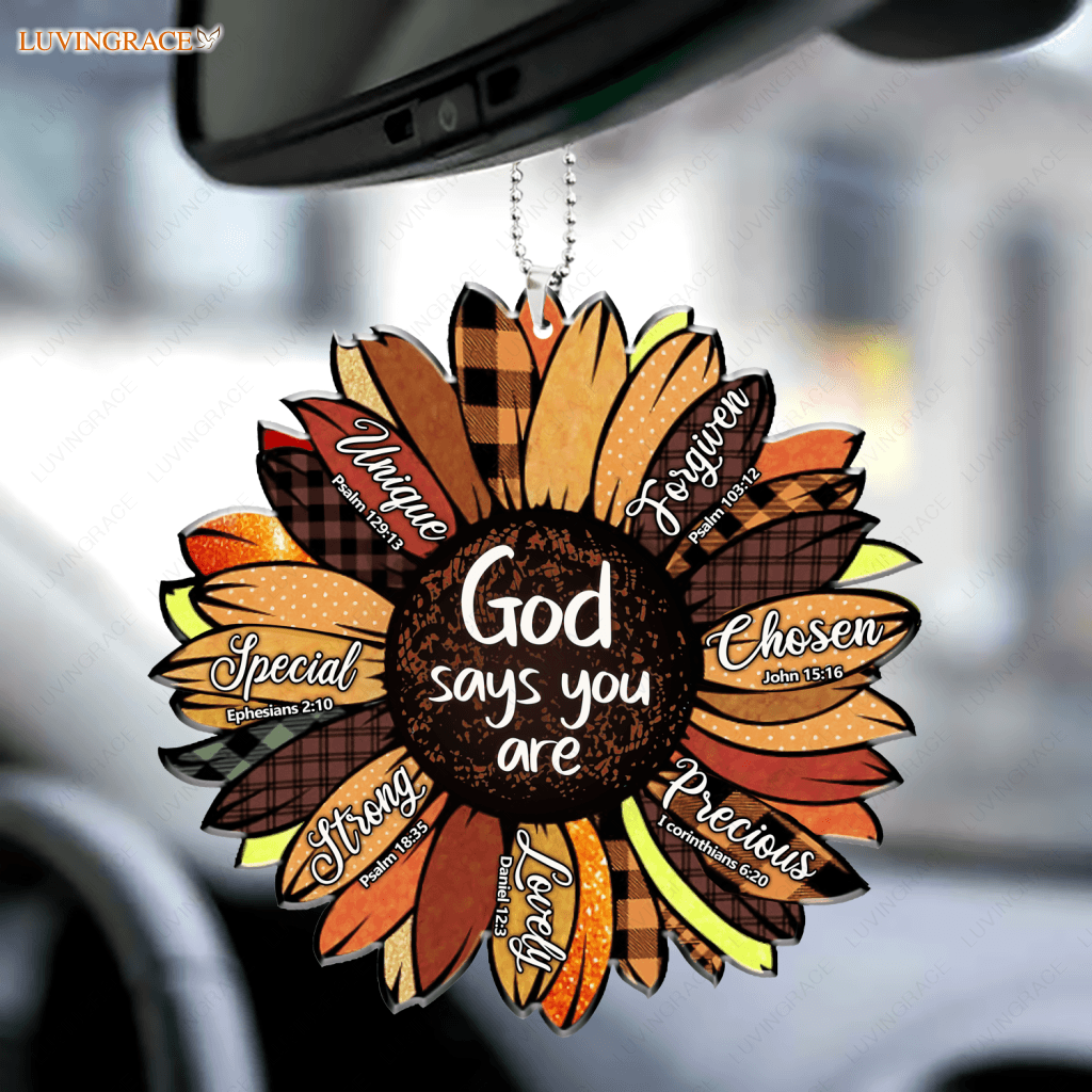 Fall Sunflower Sublimation God Says You Are Ornament