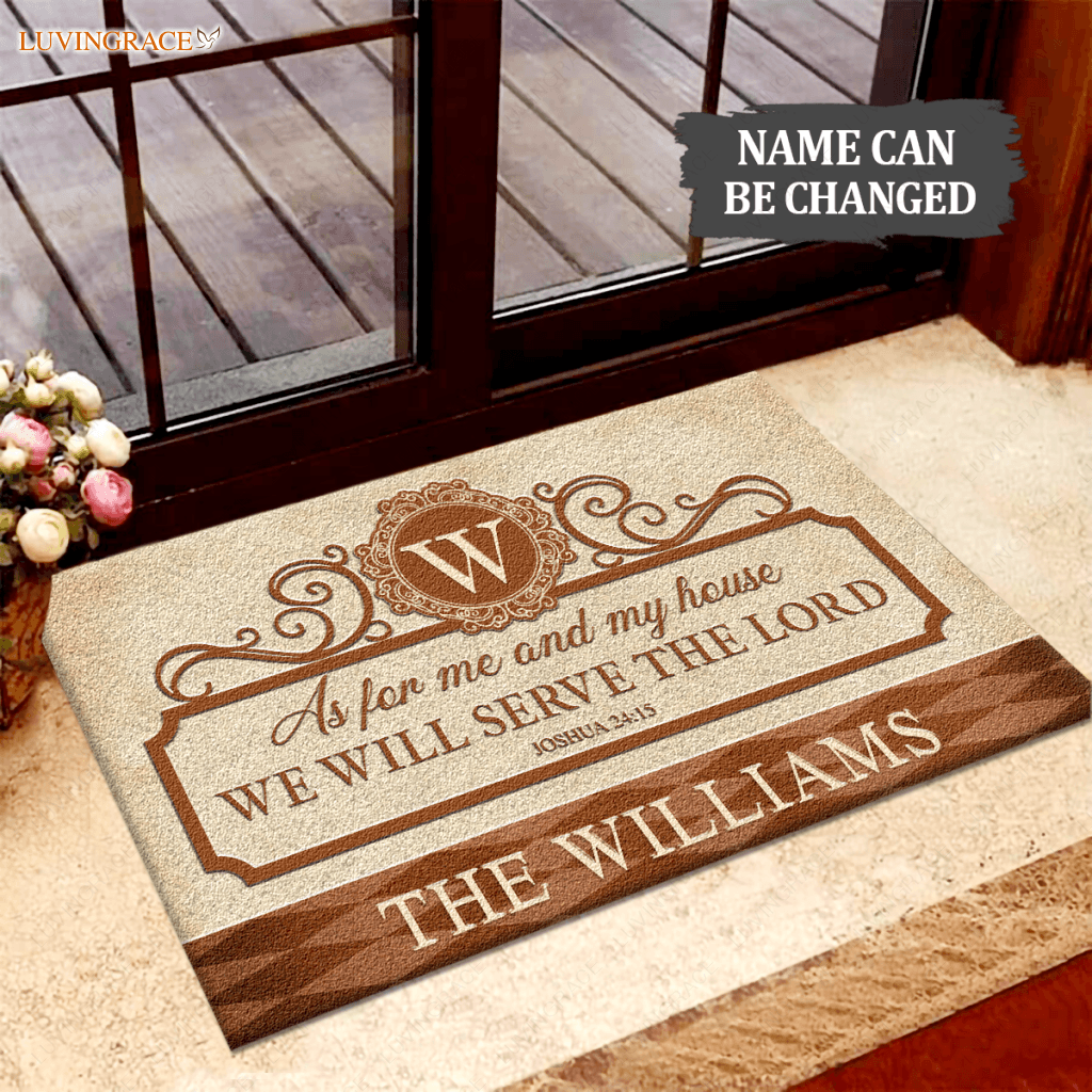 Family Gift Serve The Lord Personalized Elegant Doormat