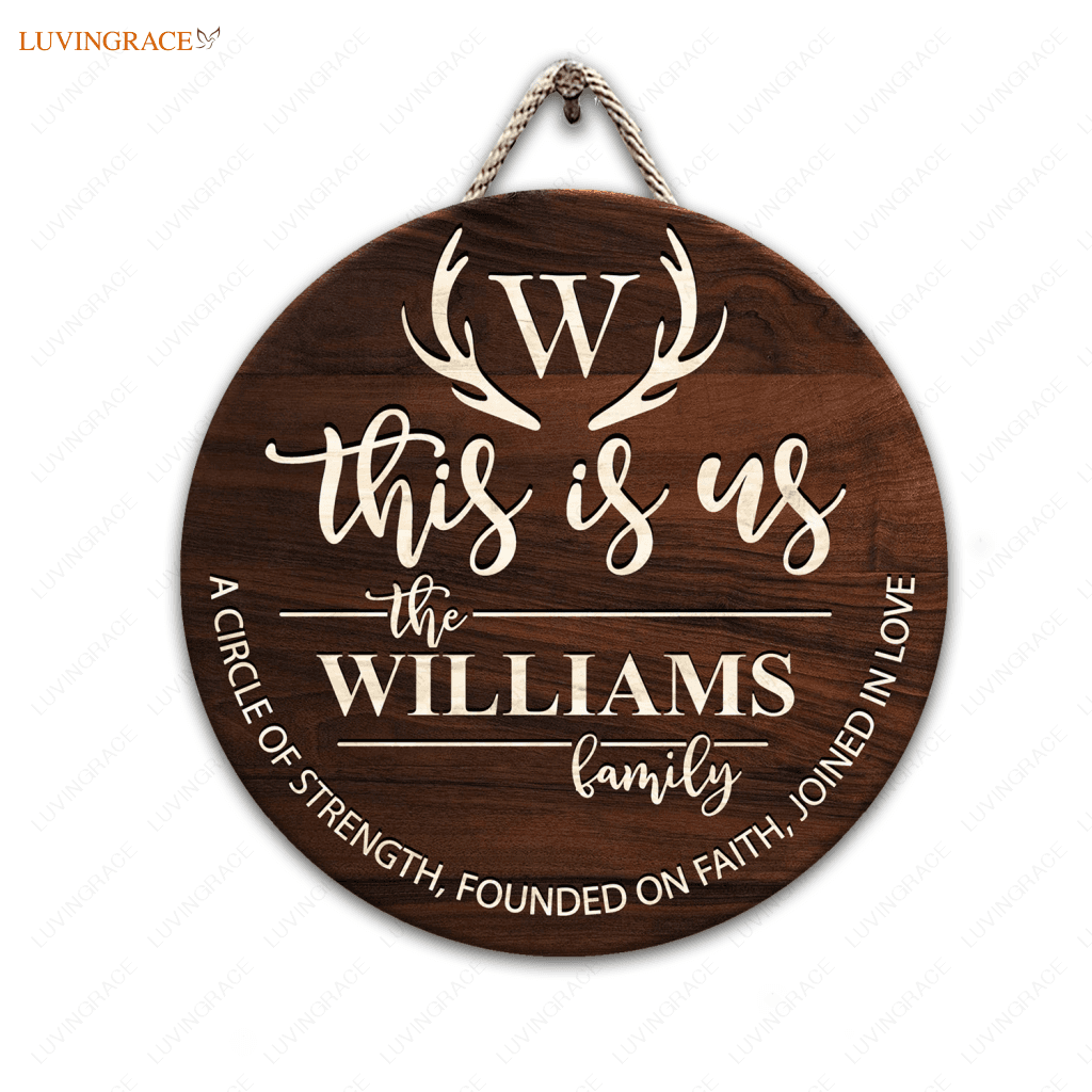 Family Monogram This Is Us Personalized Wood Circle Sign