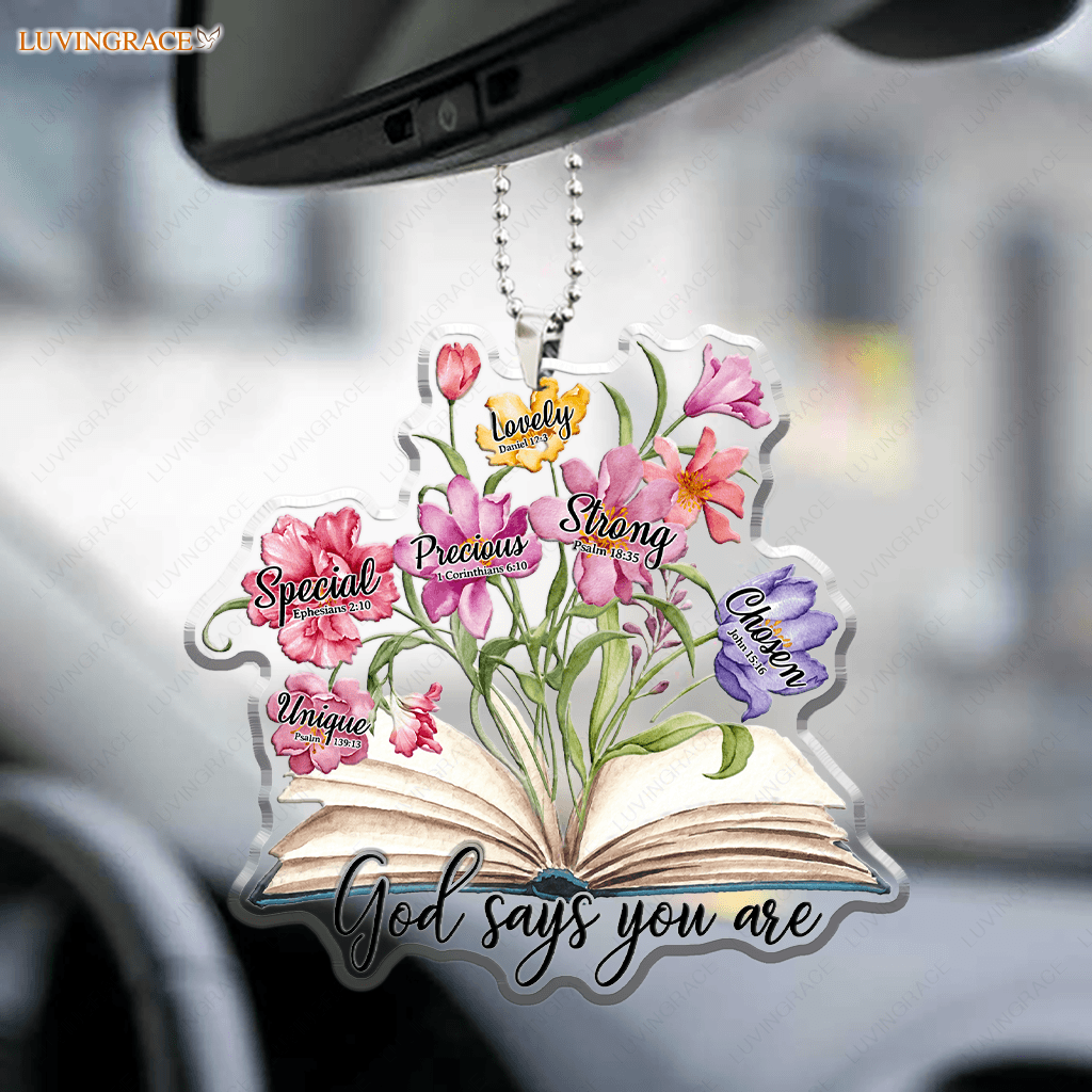 Floral Book God Says You Are Strong Ornament