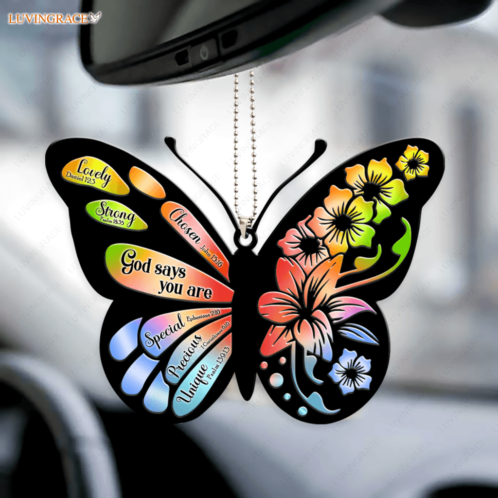 Floral Butterfly Silhouette God Says You Are Ornament