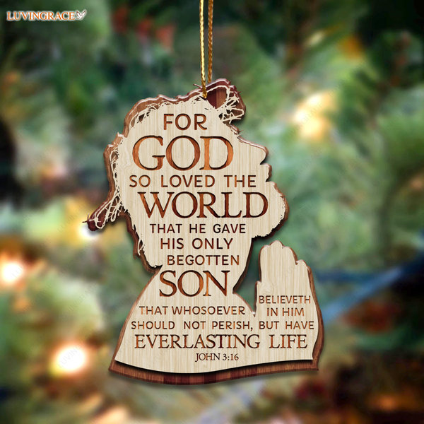 God So Loved the World Wooden Heart Ornaments-WJohn316