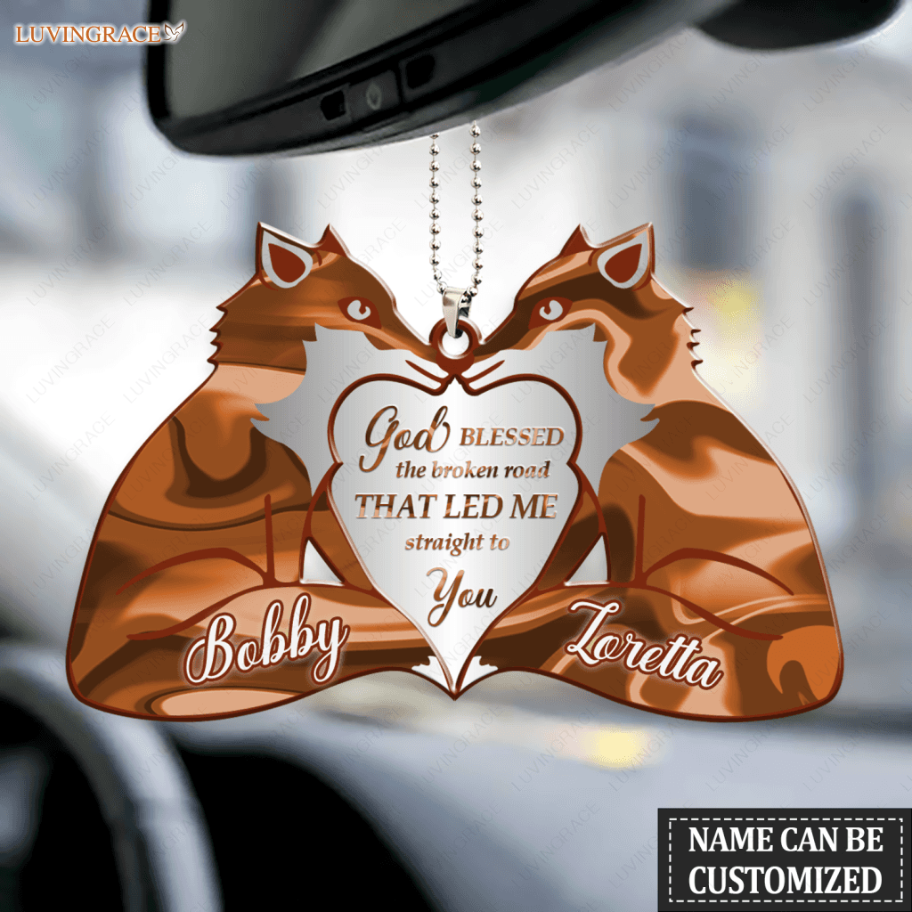 Foxy Love God Blessed Personalized Couple Ornament