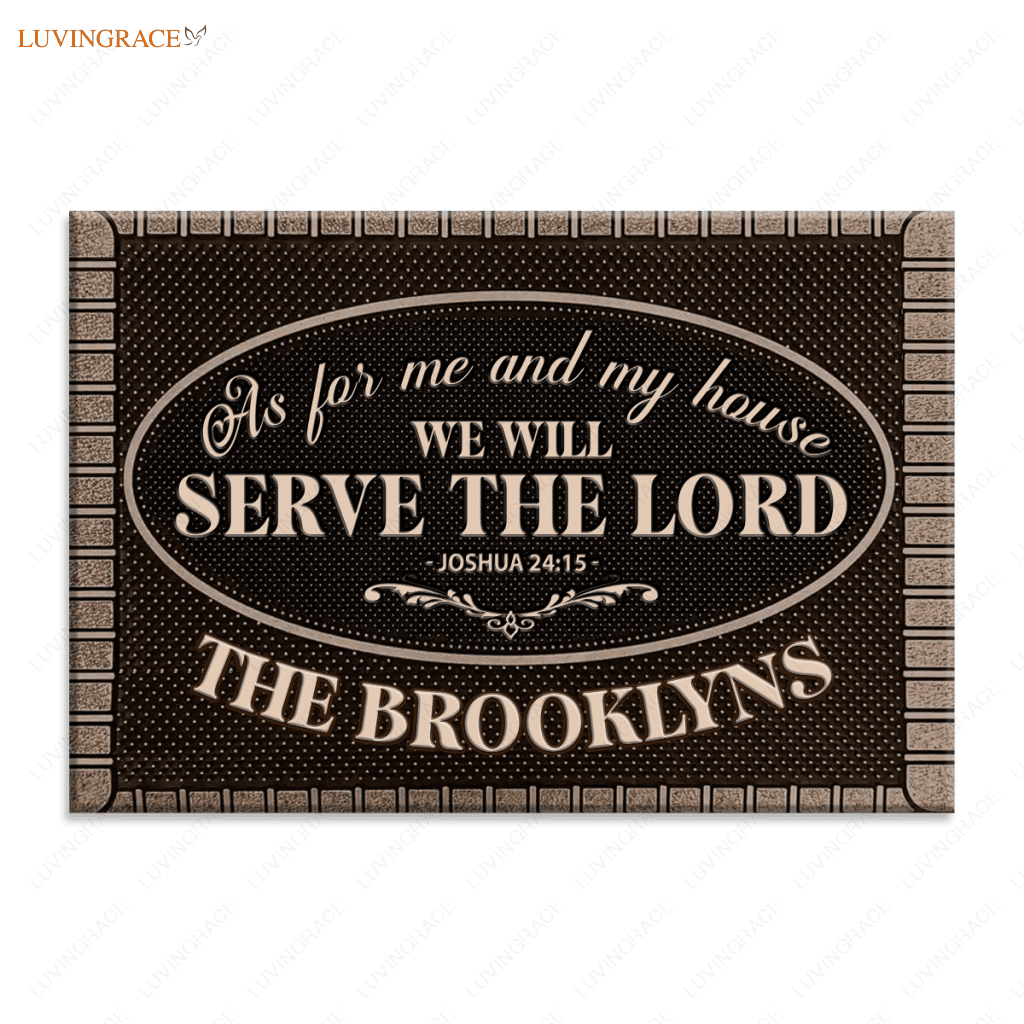 Friendly Welcome Brown Serve The Lord Personalized Doormat