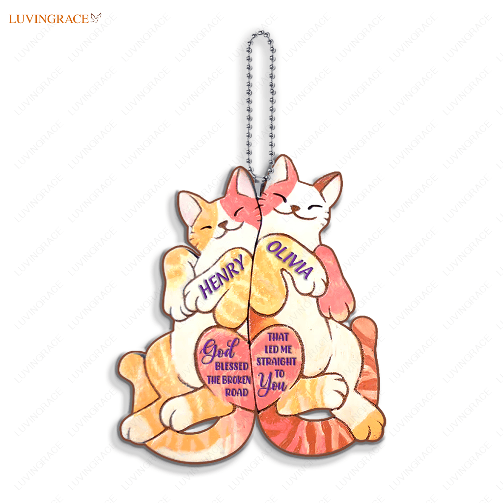 Fun Gift For Partner Cat Couple God Blessed Personalized Ornament