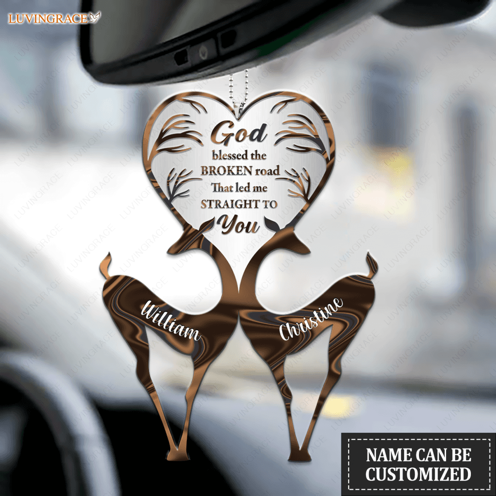 Funny Deer Couple God Blessed Personalized Ornament