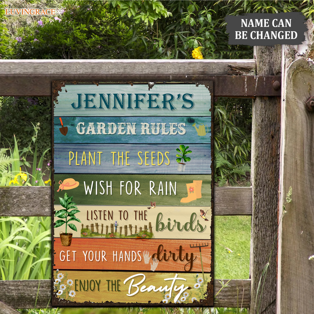 Gardening Garden Rules Personalized Classic Metal Sign