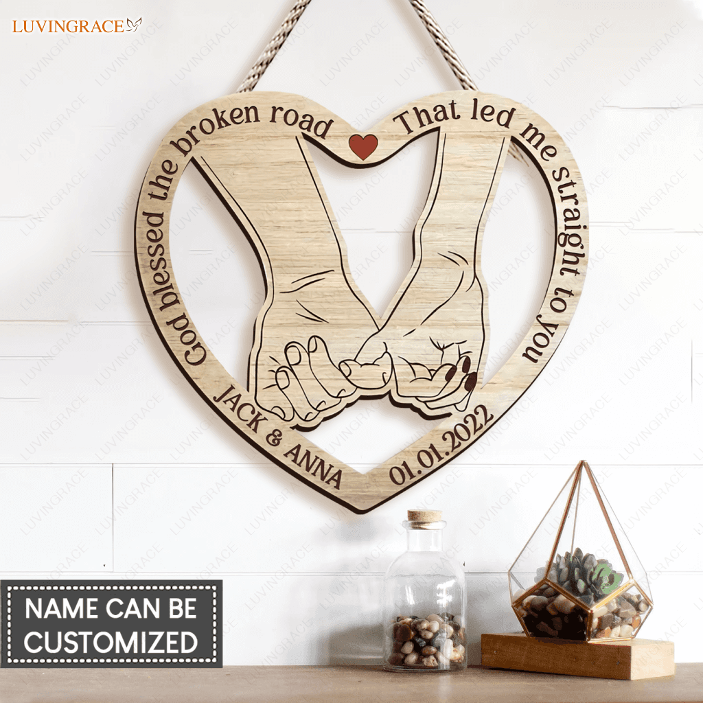 Gift For Couples God Blessed Customized Shape Wooden Sign Heteromorphic Wood