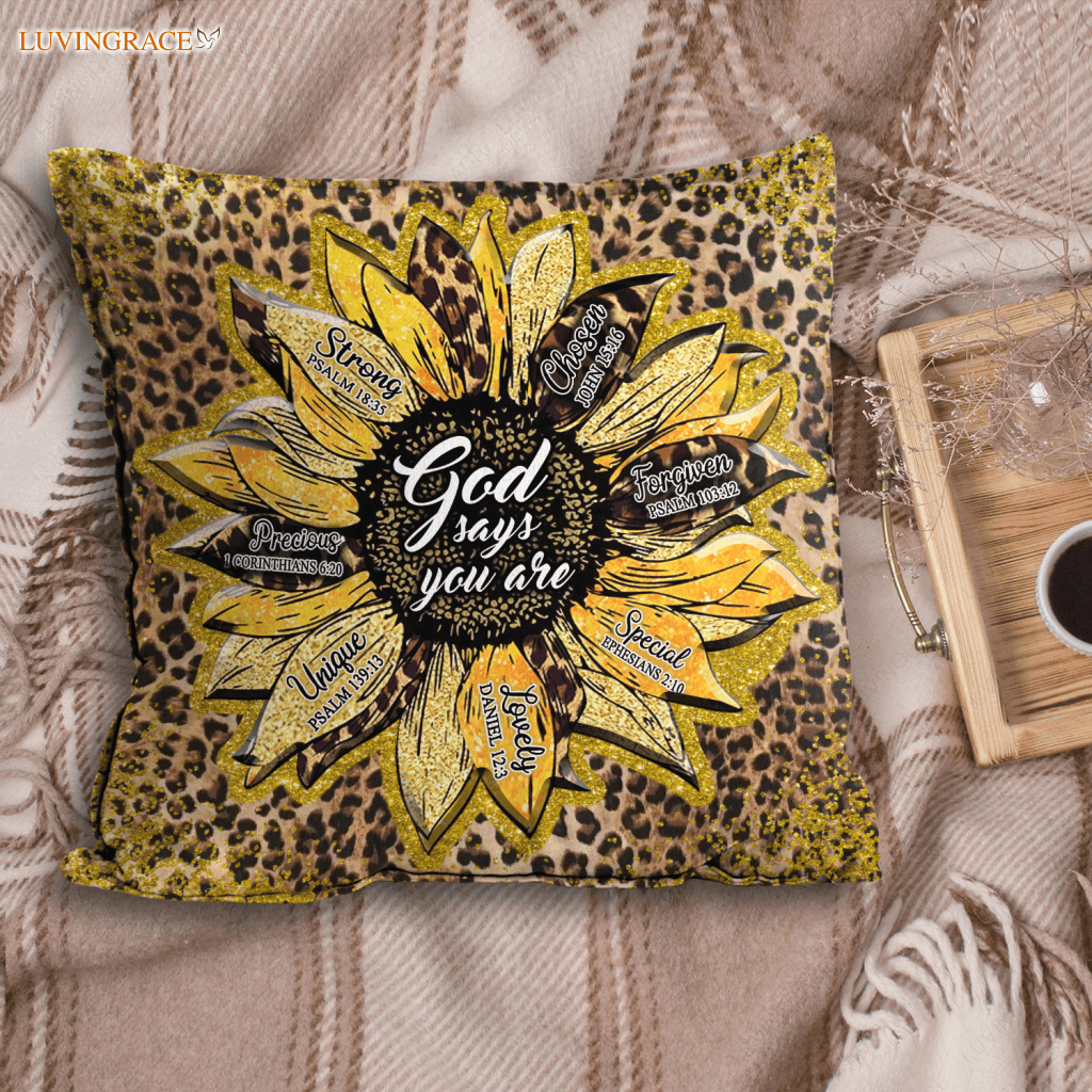 Glitter Cheetah Sunflower God Says You Are Pillow LuvinGrace Store