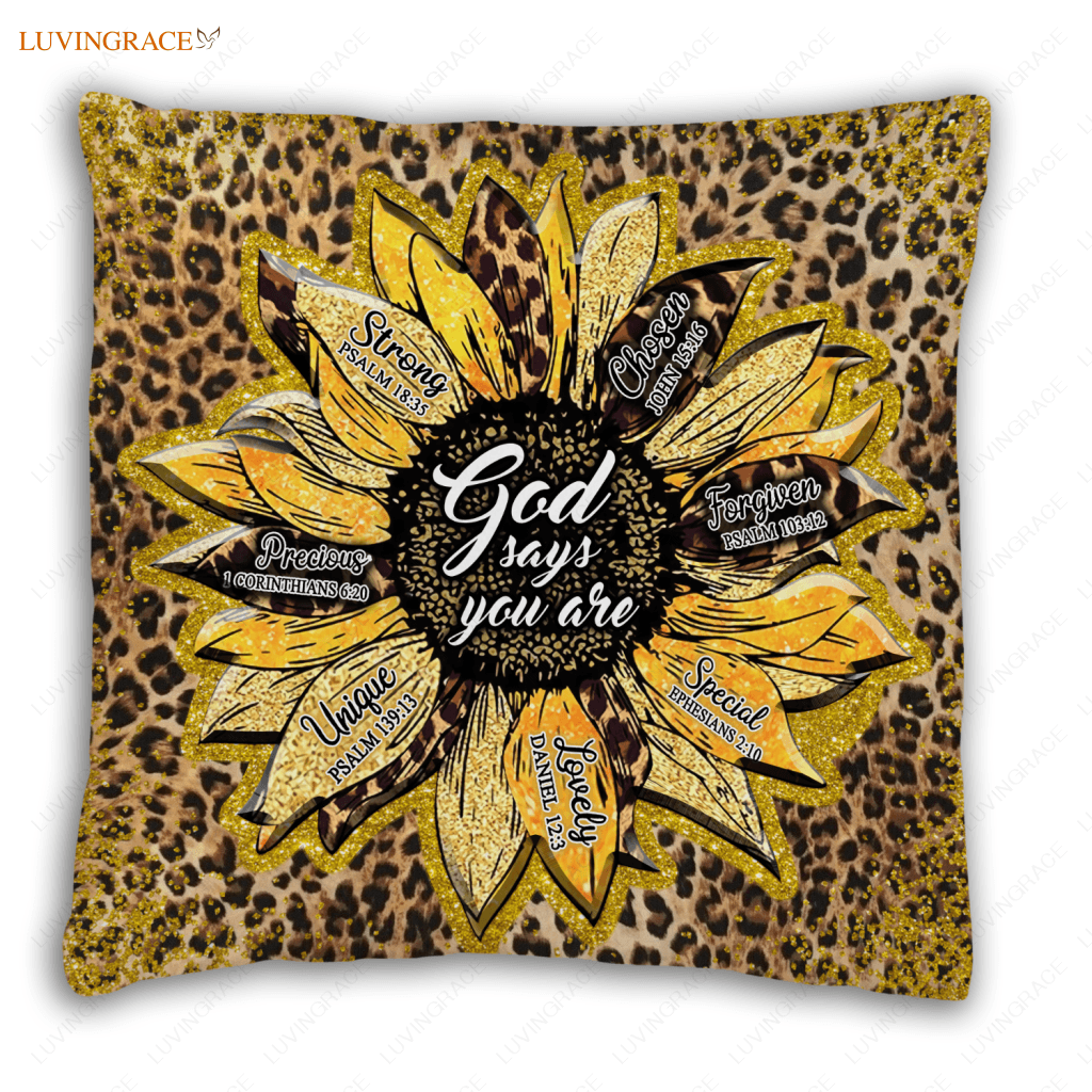 Glitter Cheetah Sunflower God Says You Are Pillow LuvinGrace Store