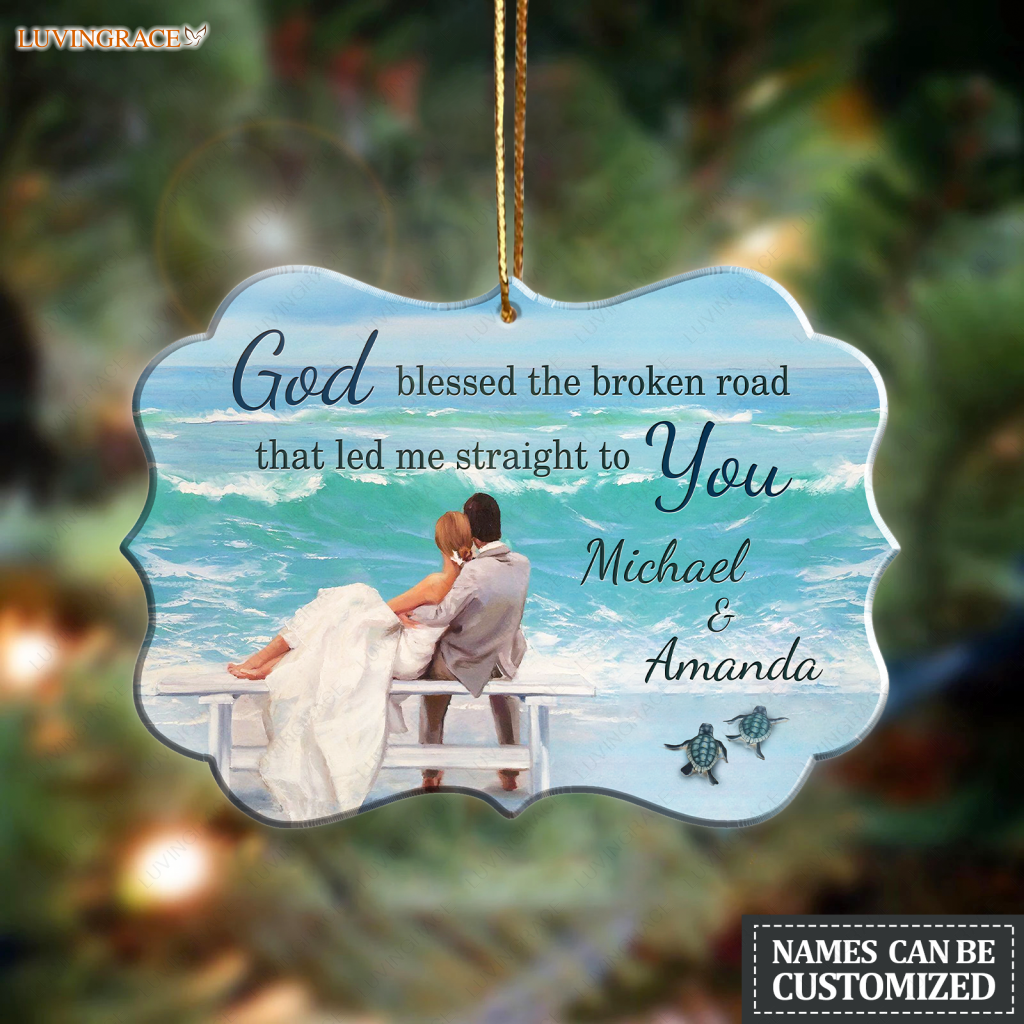 God Blessed Couple In The Beach Personalized Ornament