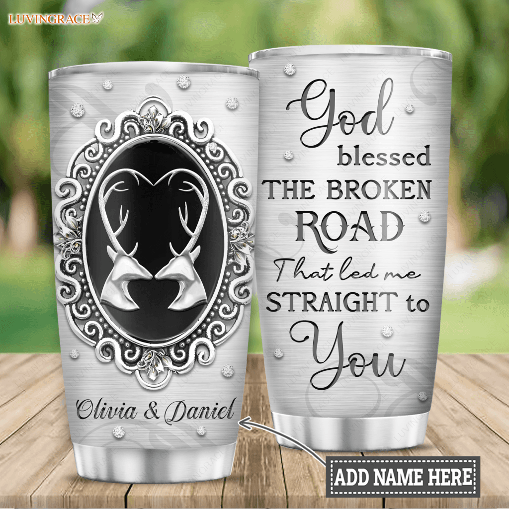 God Blessed Deer Couple Personalized Tumbler