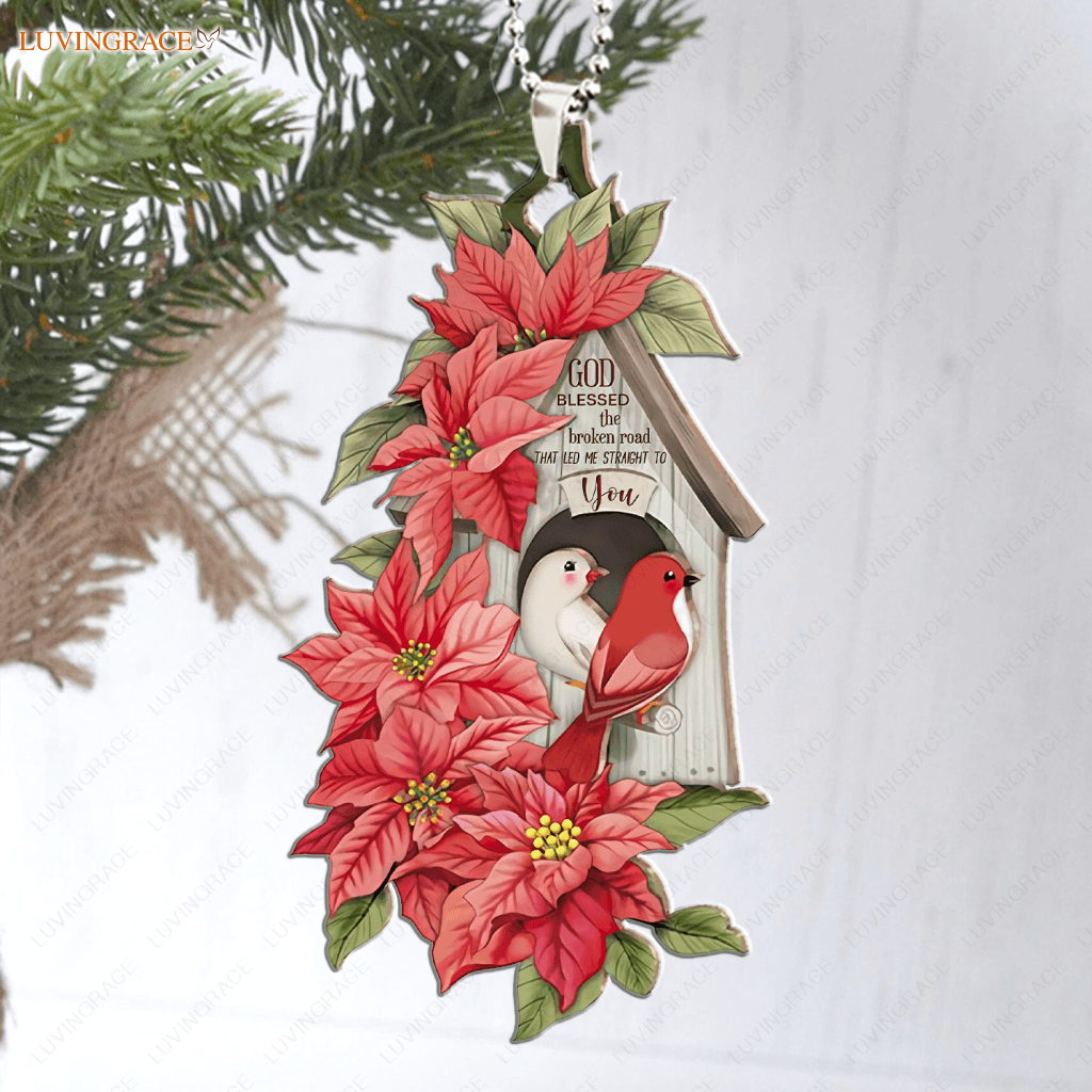 God Blessed The Broken Road Bird Couple Ornament