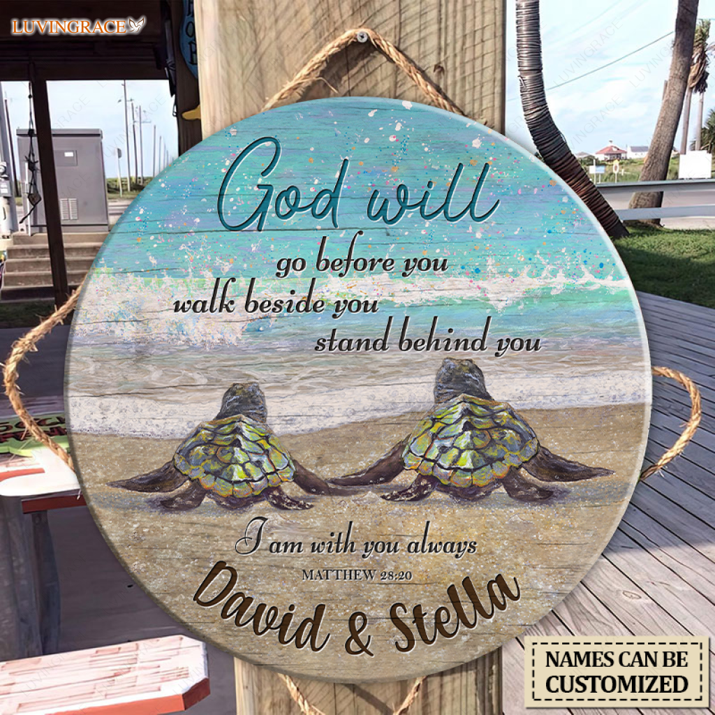 God Is Always With You Personalized Circle Sign Wood