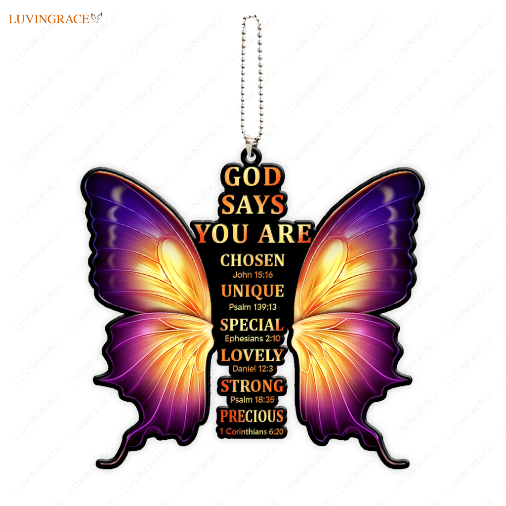 God Says You Are Cross Butterfly Christian Ornament