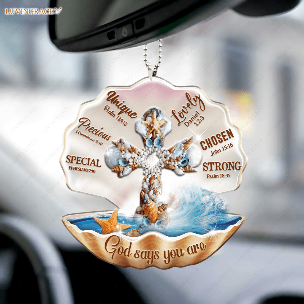 God Says You Are Cross In Seashell Ornament