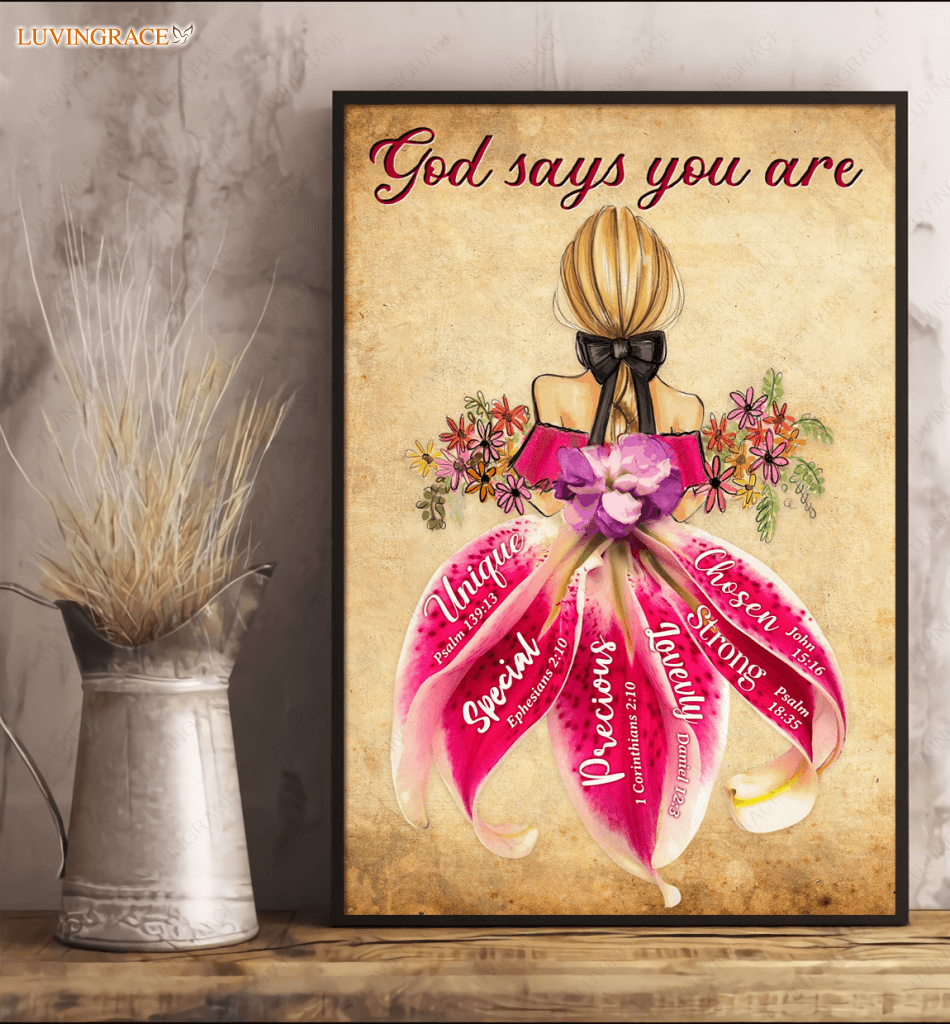 God Says You Are Flower Petal Dress Wall Art