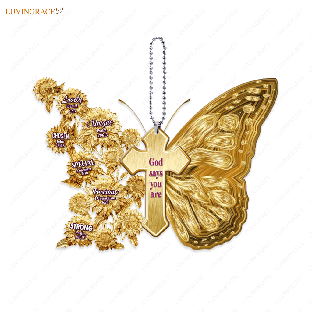 Golden Butterfly Cross God Says You Are Ornament