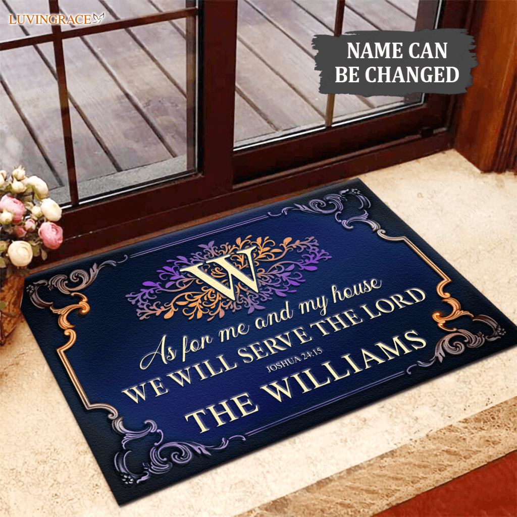 Golden Purple Serve The Lord Personalized Doormat