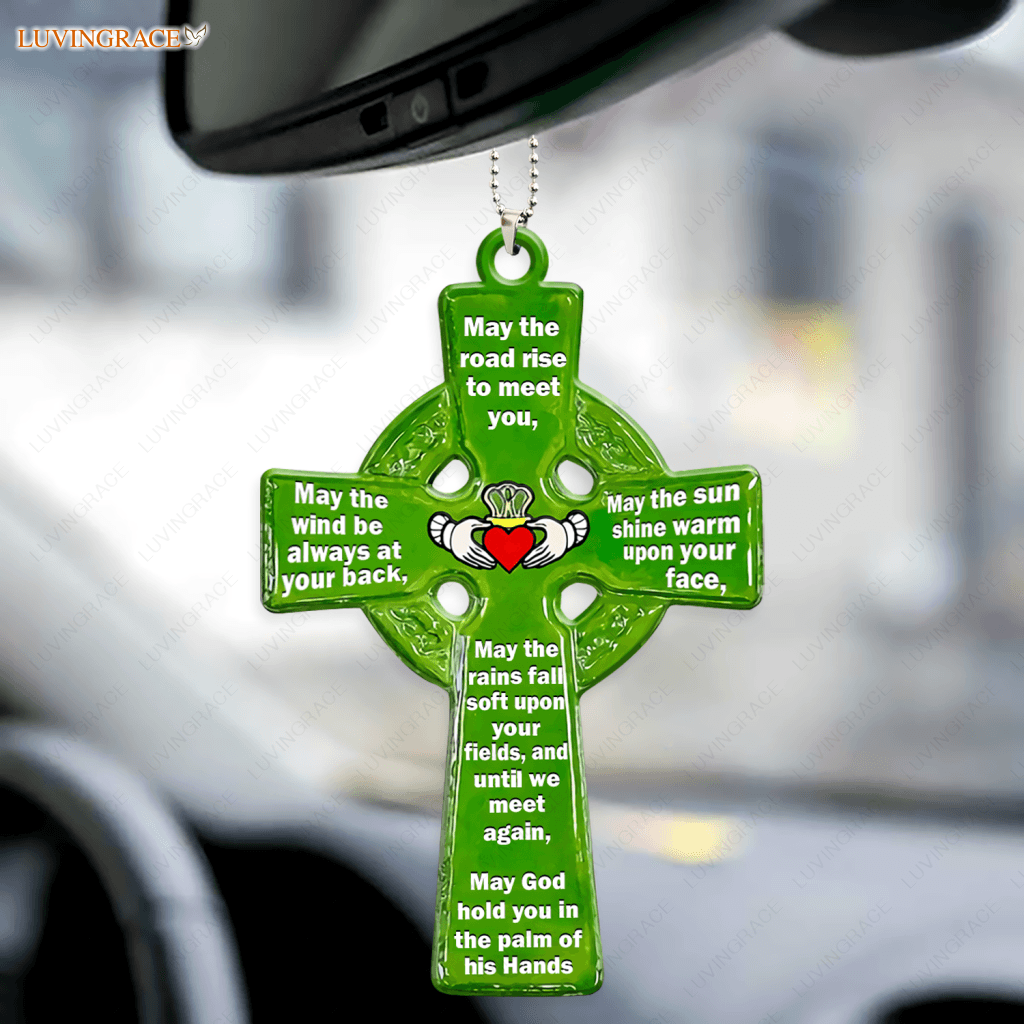 Green Irish Blessing Celtic Cross Ornament