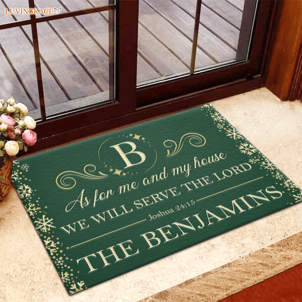 Green Snow As For Me And My House Personalized Doormat