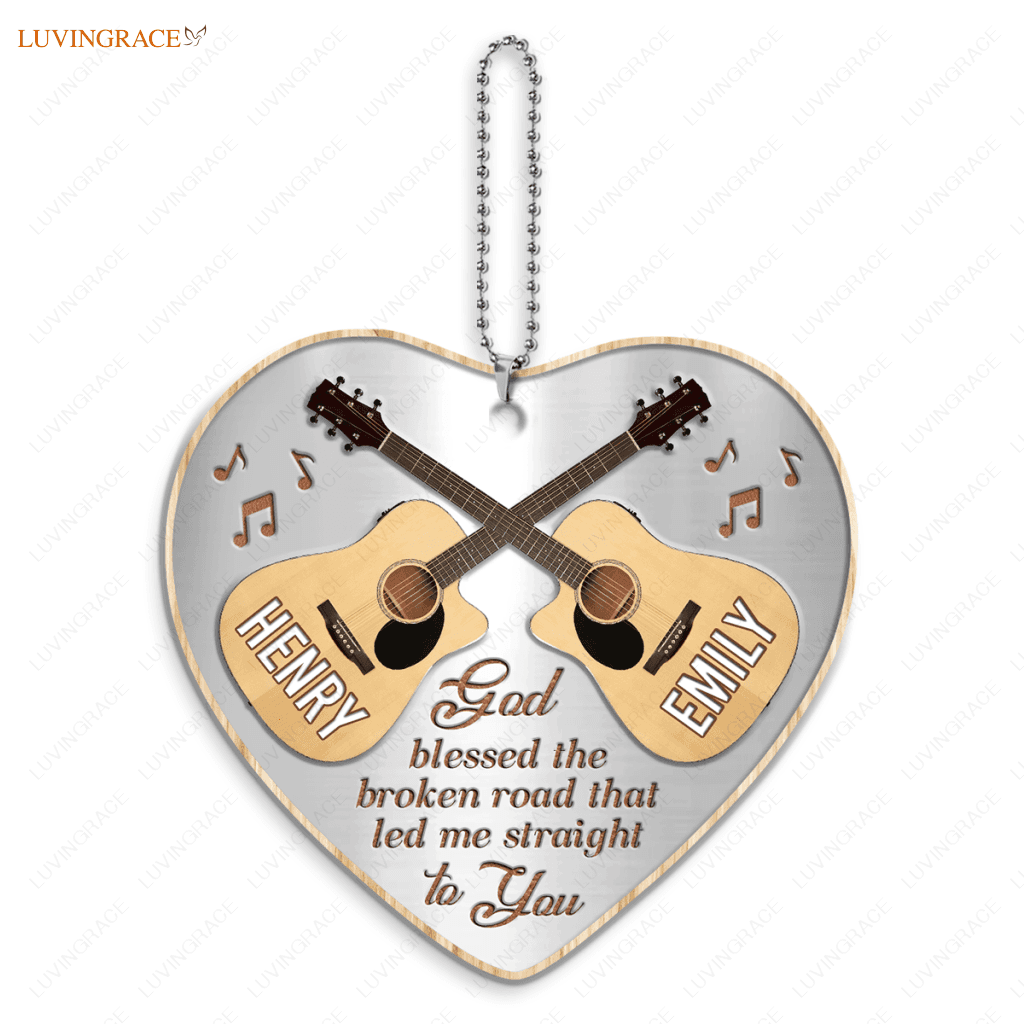 Guitars Love To Play God Blessed Personalized Heart Ornament