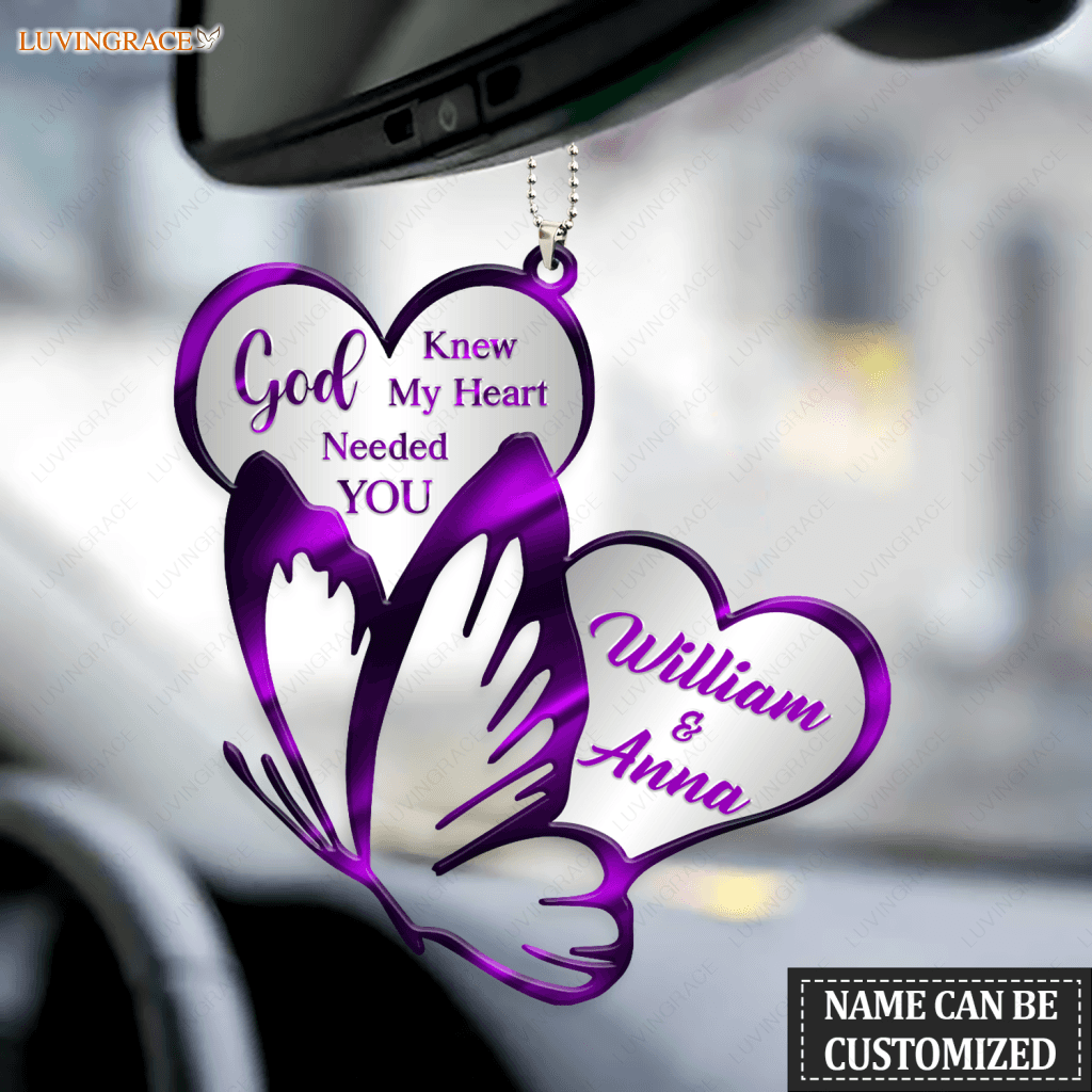 Heart And Butterfly God Knew Personalized Ornament