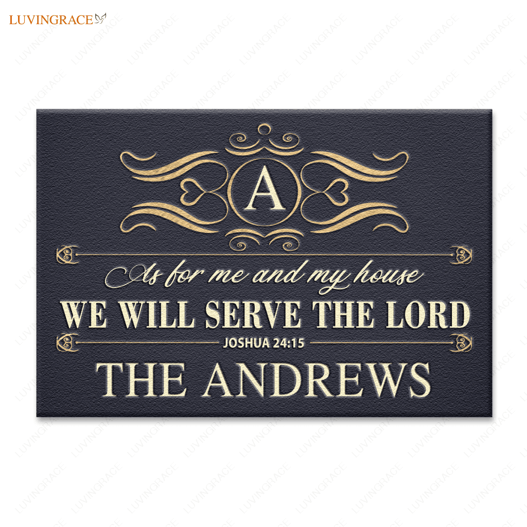 Heart Monogram Serve The Lord Personalized Doormat