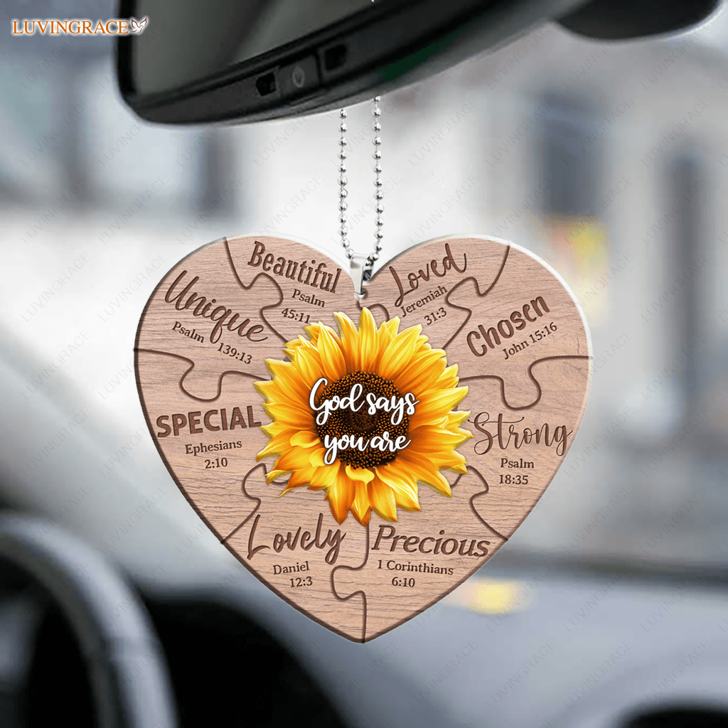 Heart Puzzle Sunflower God Says You Are Ornament