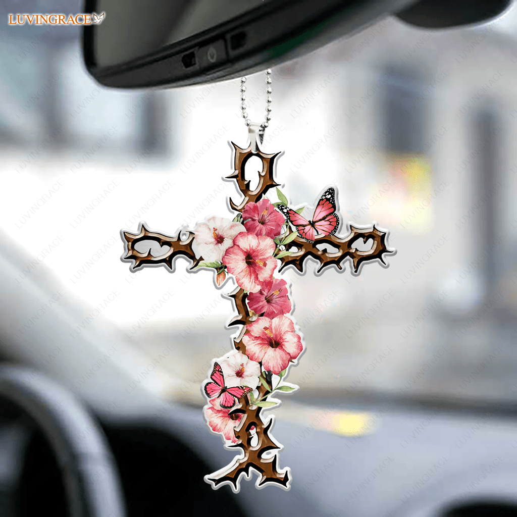 Hibiscus Cross Ornament