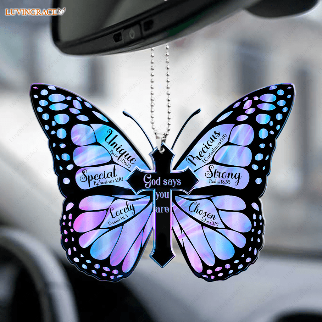 Hologram Butterfly God Says You Are Ornament