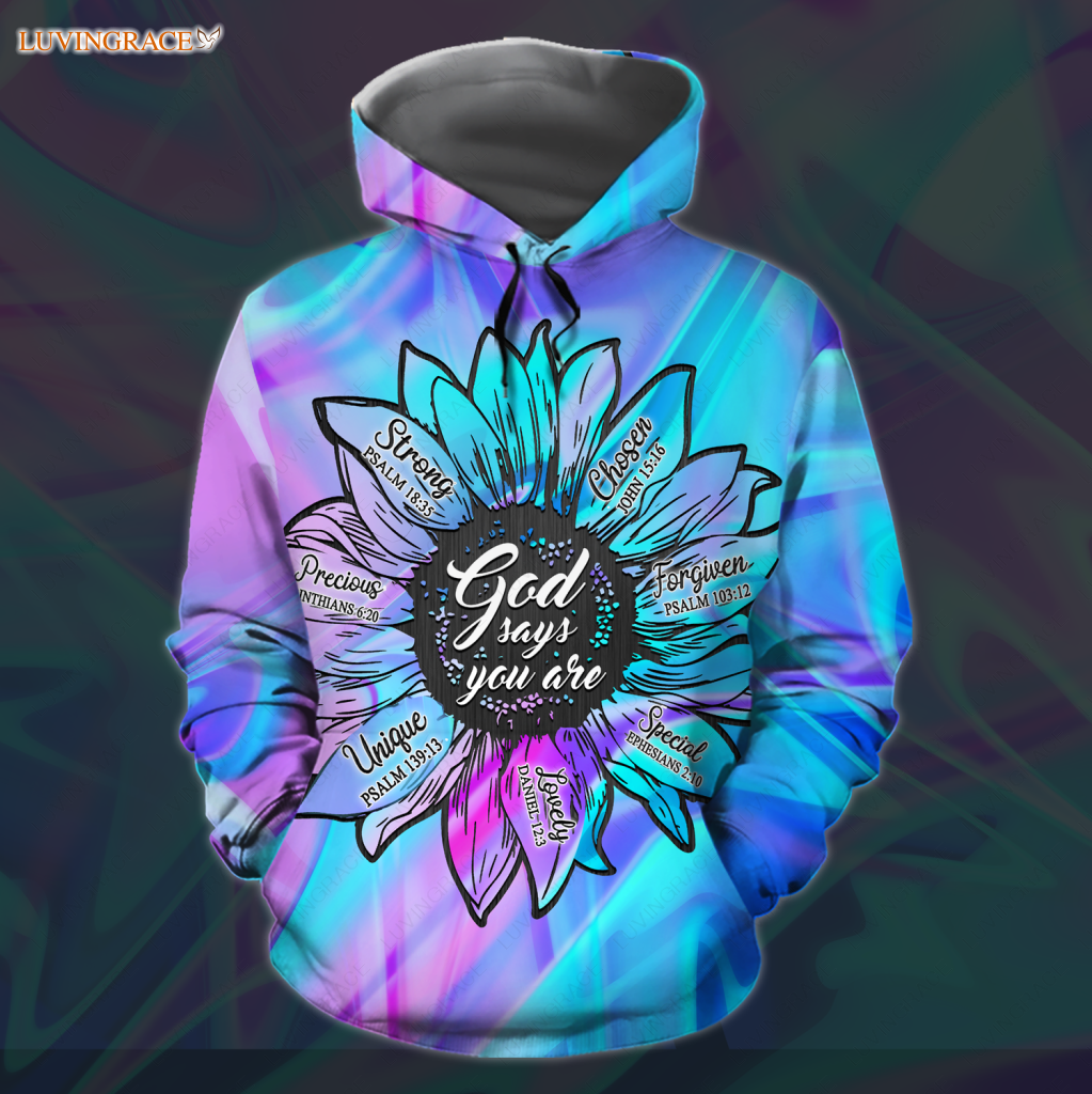 Hologram Flower God Says You Are Hoodie / S