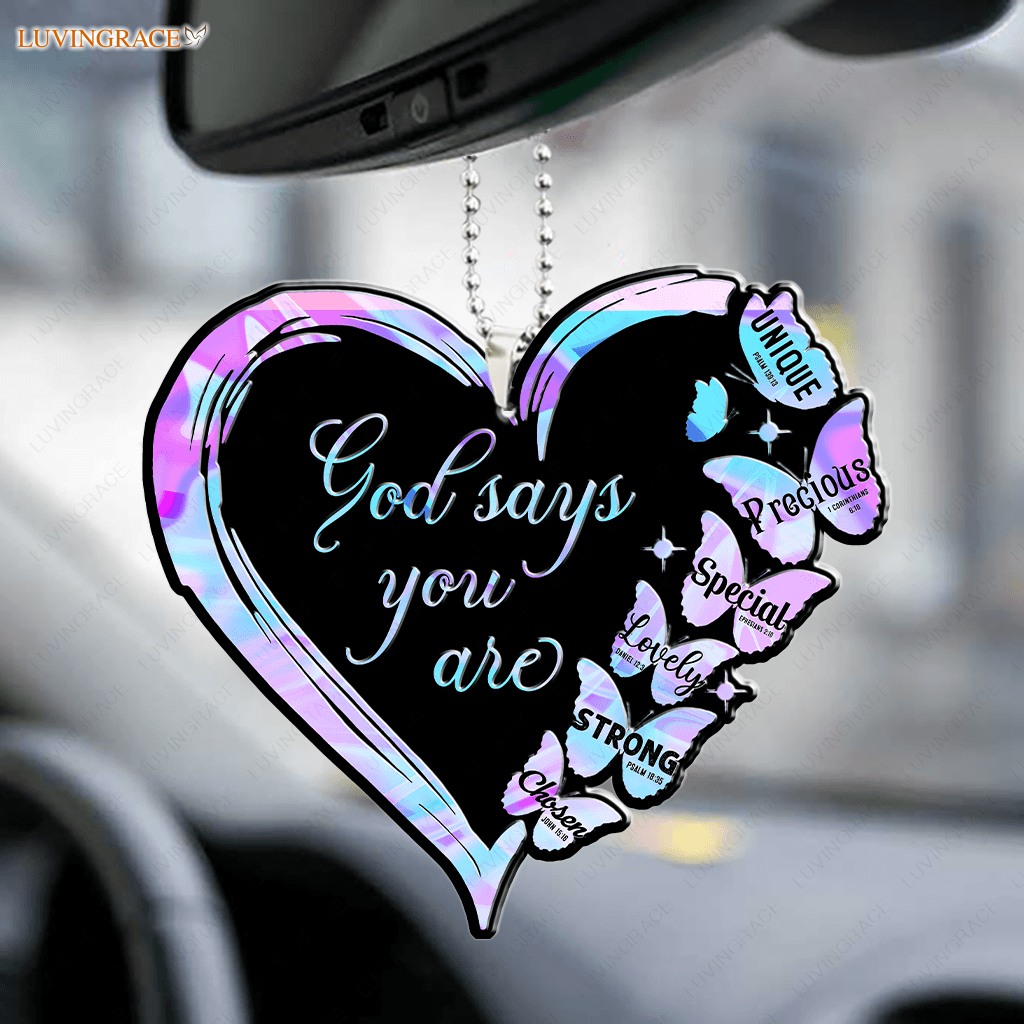 Hologram Heart And Butterflies God Says You Are Ornament