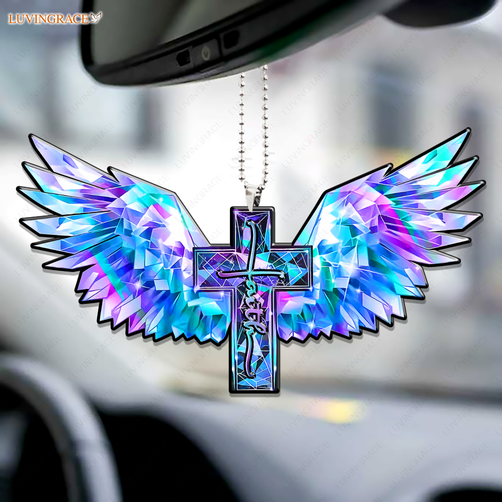Hologram Wings Faith Cross Ornament