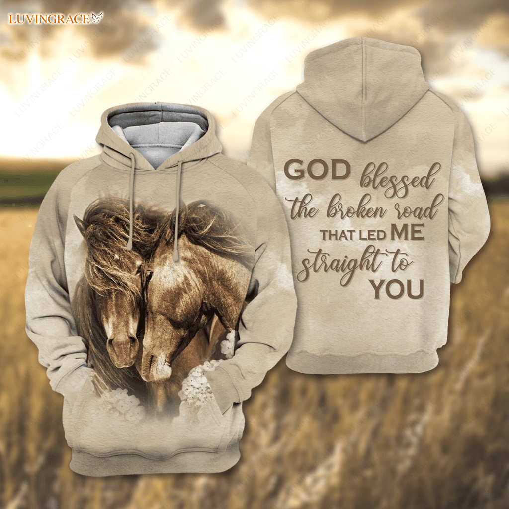 Horse Couple God Blessed Hoodie / S
