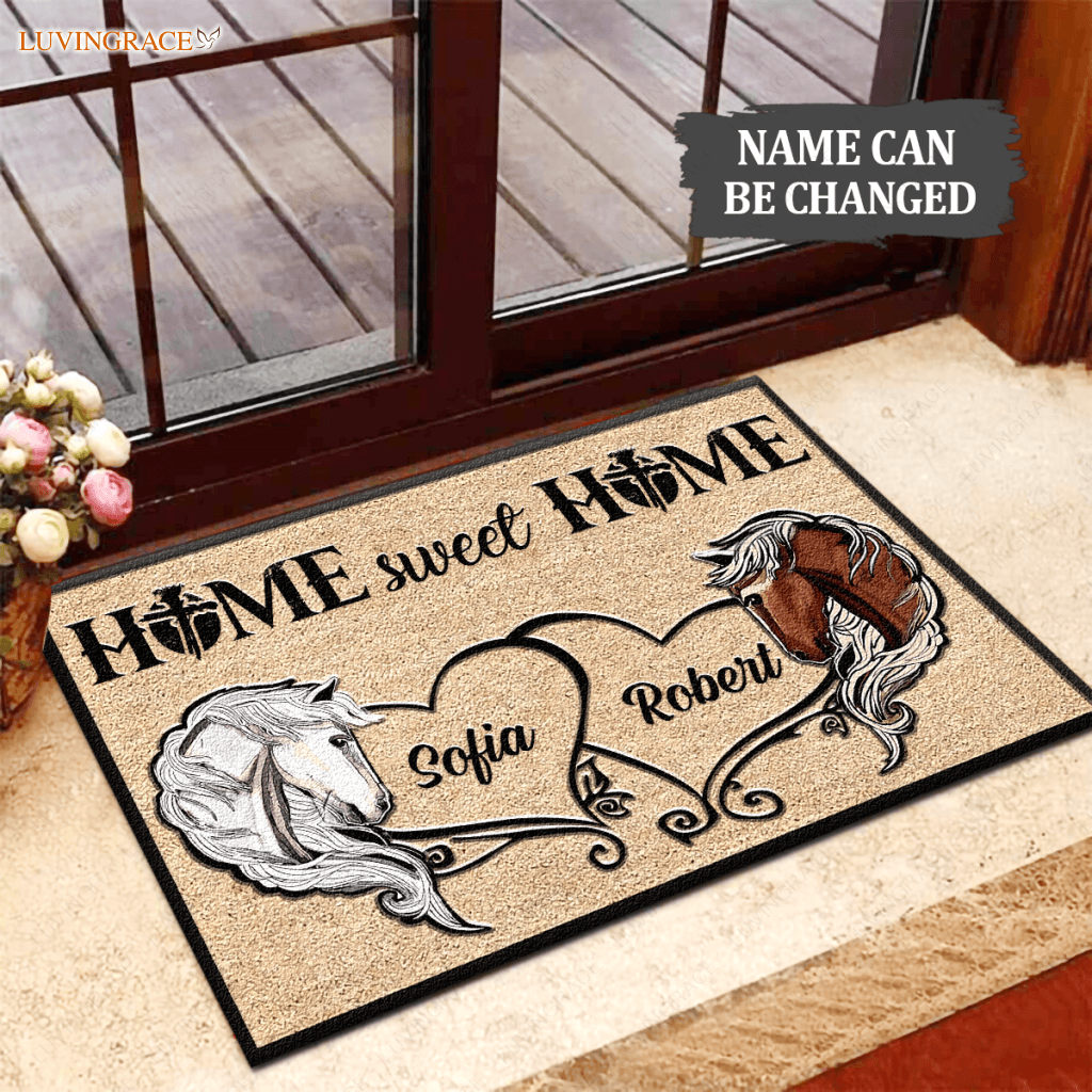 Horse Couple Home Sweet Personalized Doormat