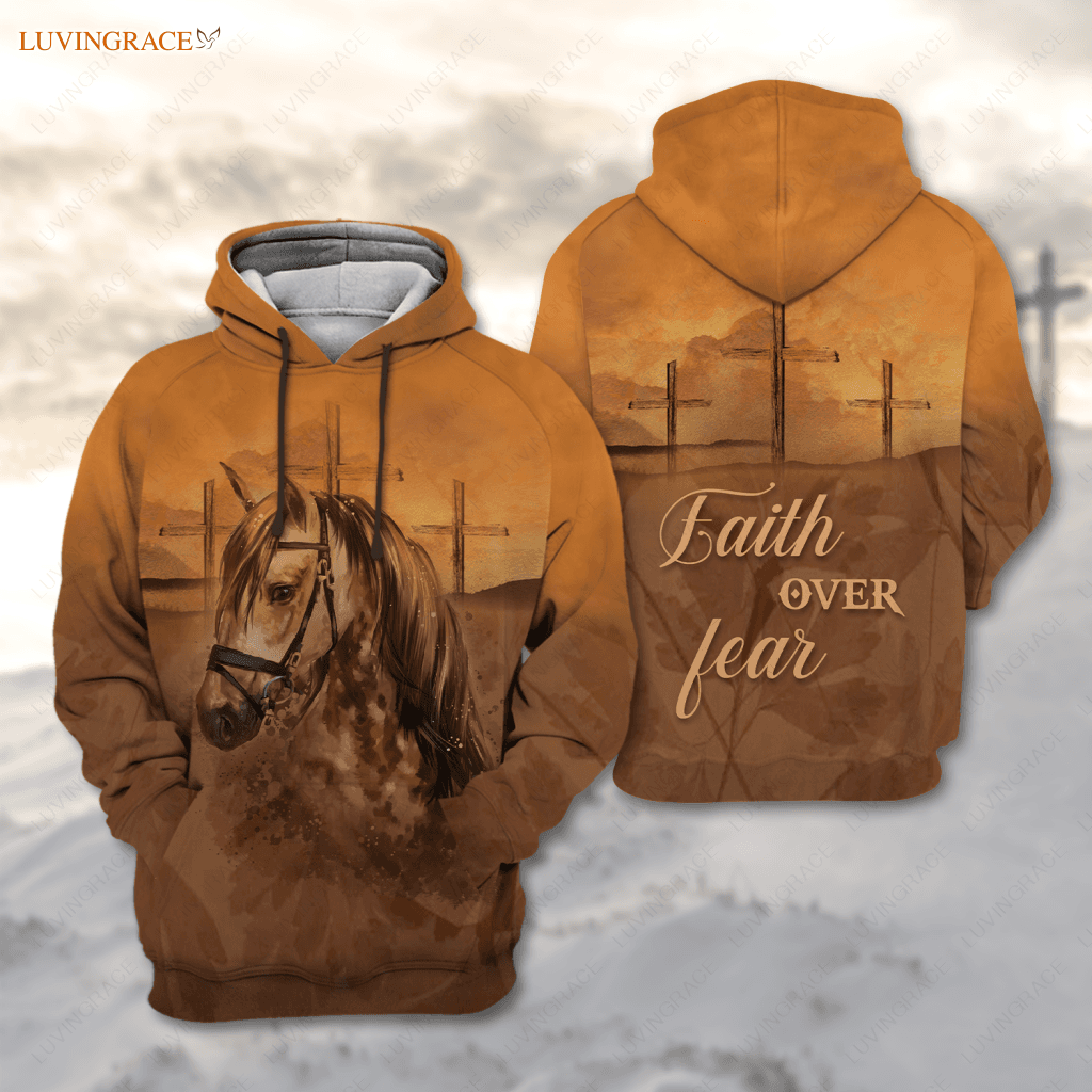 Horse Cross Faith Over Fear Hoodie / S