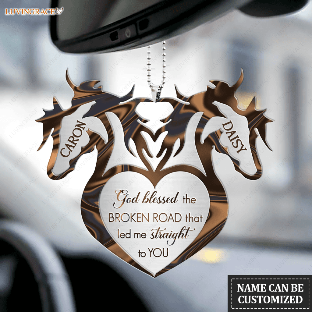 Horse Heads God Blessed Personalized Couple Ornament