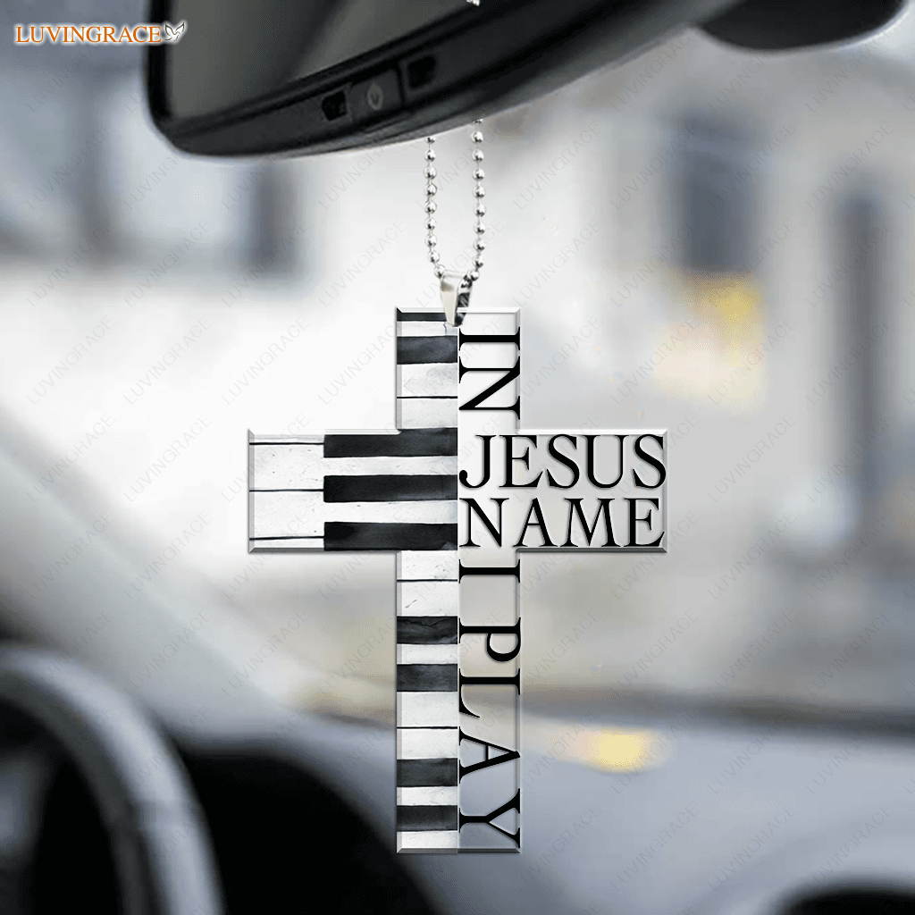 In Jesus Name Piano Cross Ornament