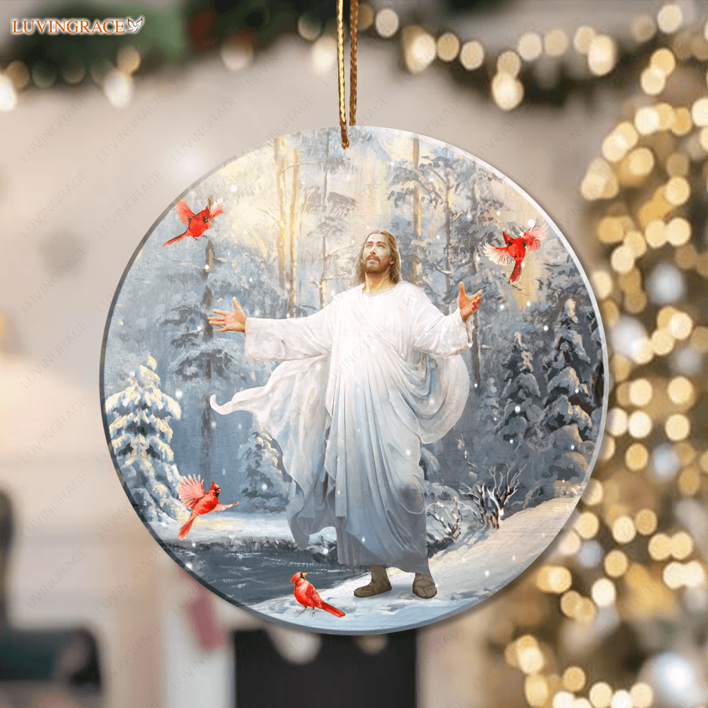 Jesus And Cardinals Ornament