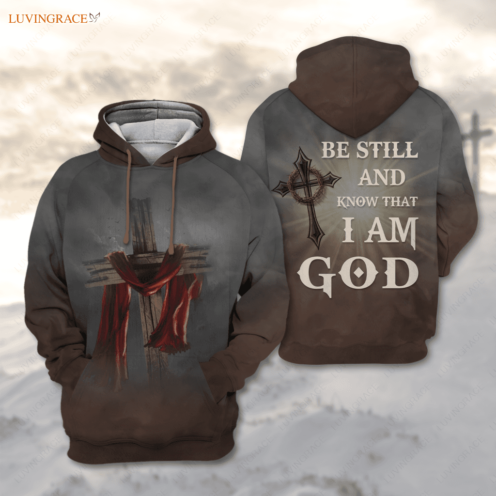 Jesus Cross Armor Knight Be Still And Know That I Am God Hoodie / S Option 1