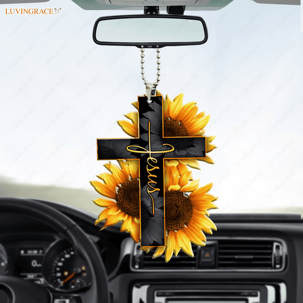 Jesus Cross Sunflower Ornament