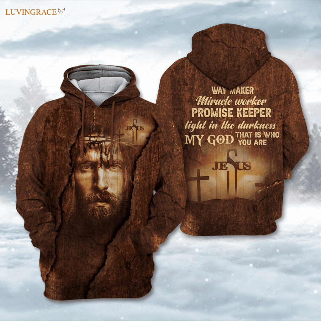 Jesus Cross Way Maker Miracle Worker Hoodie / S