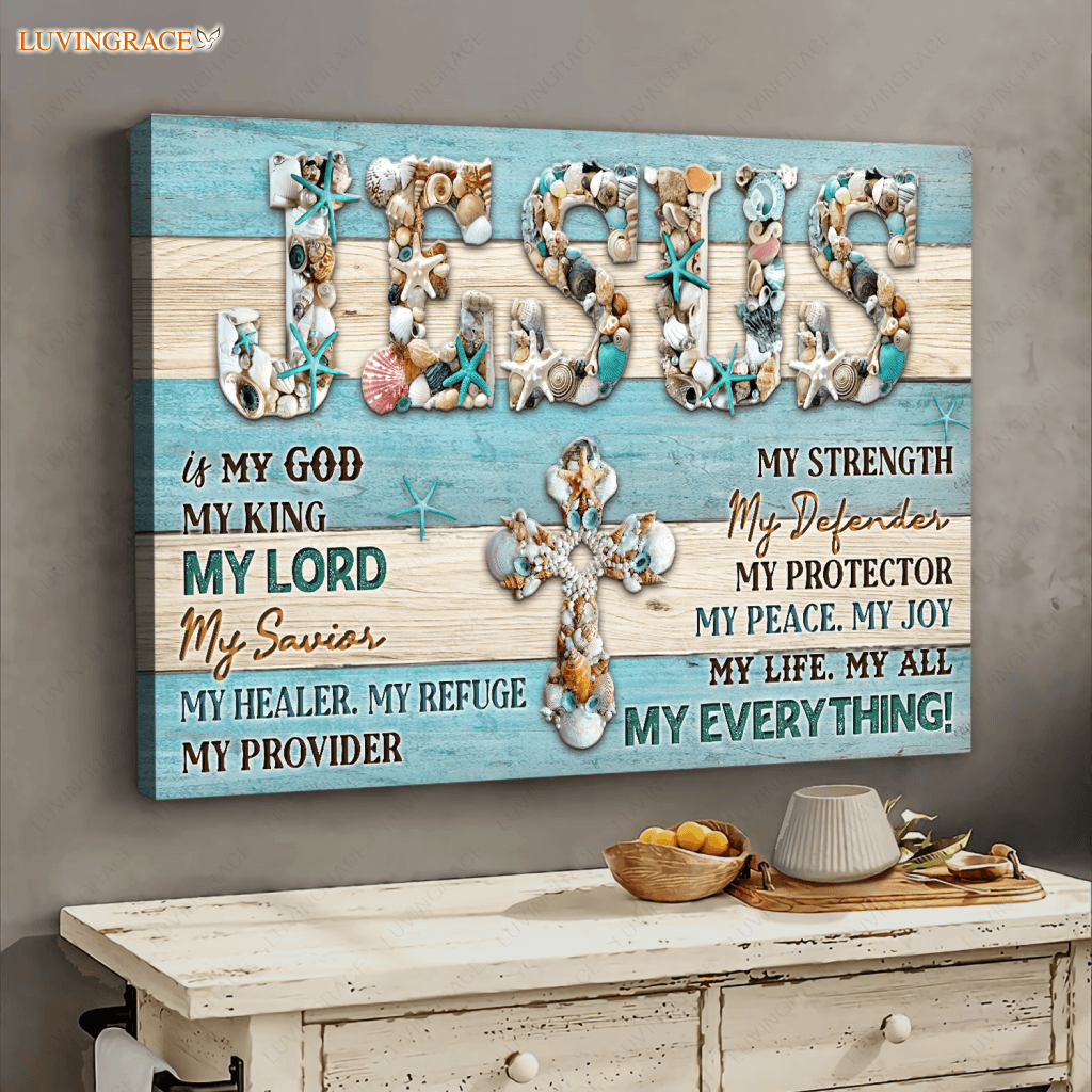 Jesus Is My God Seashell Wall Art