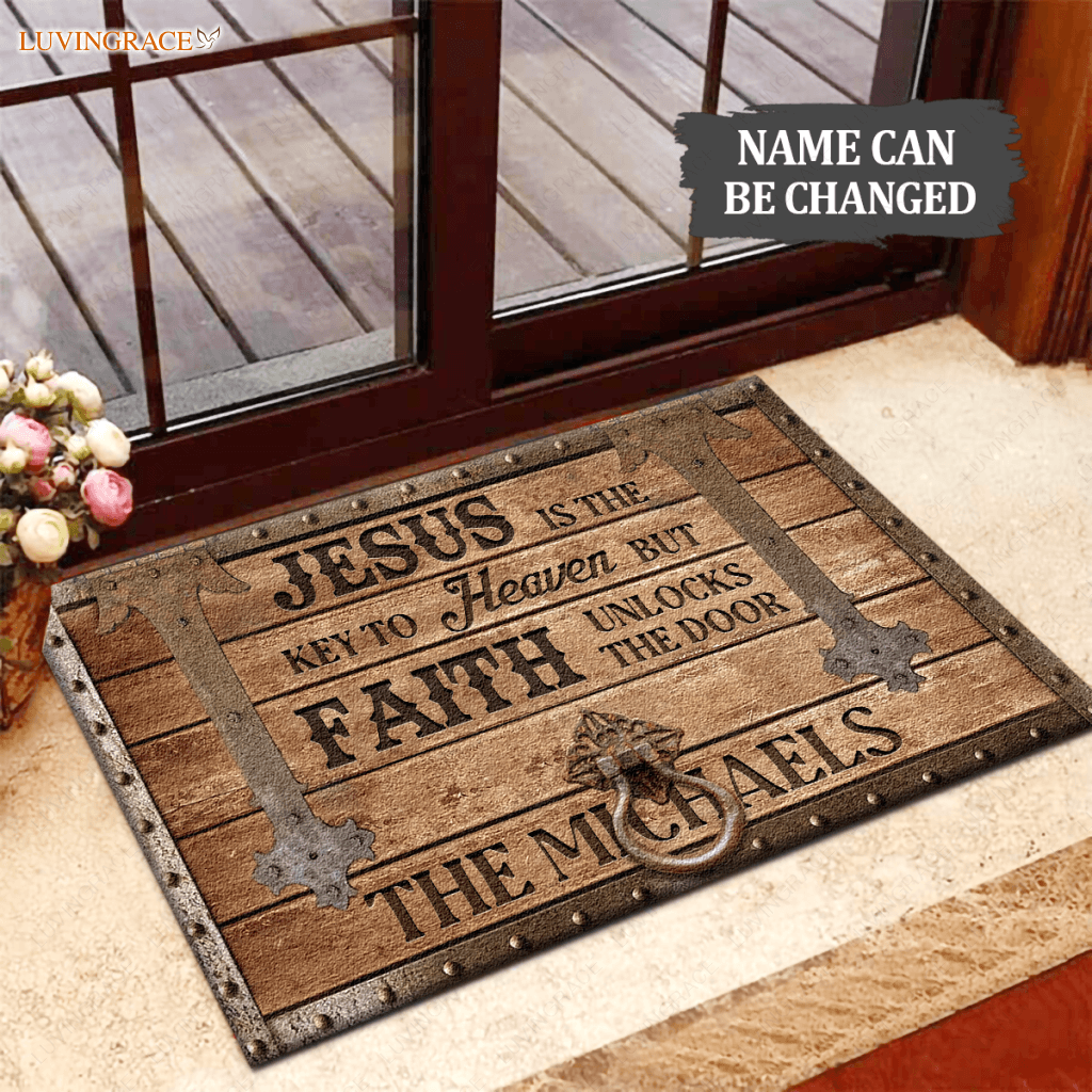 Jesus Is The Key To Heaven Personalized Doormat