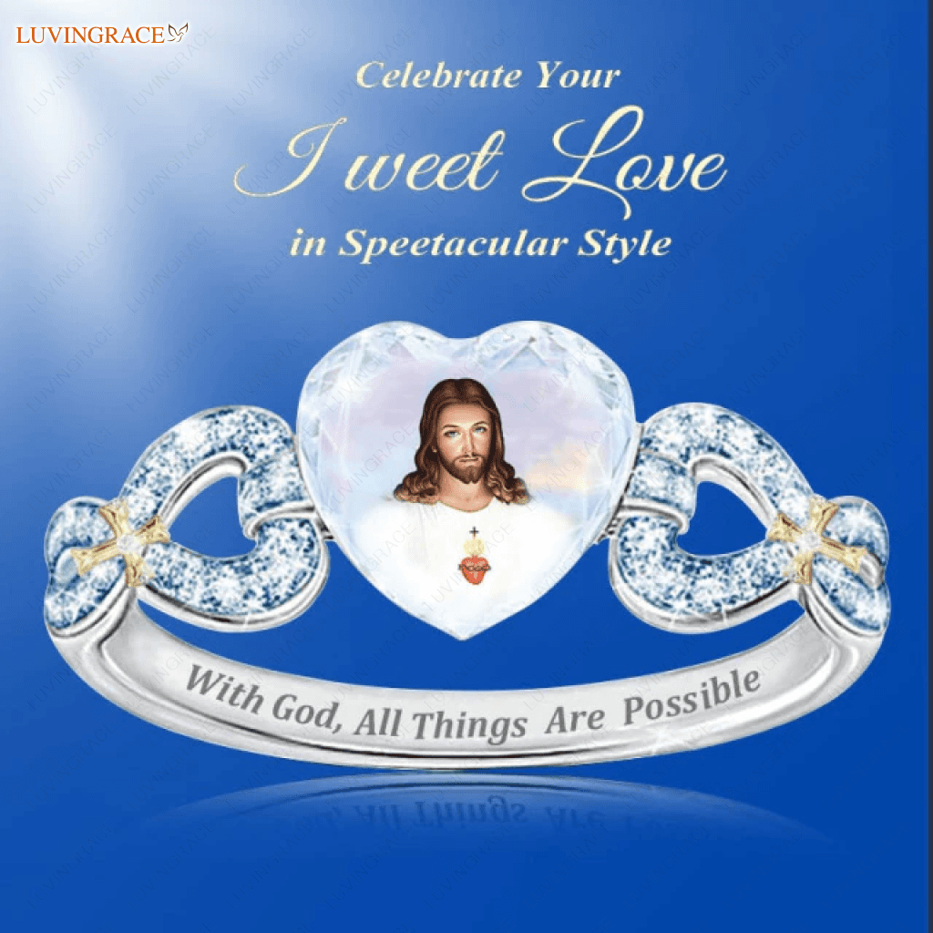 Jesus Ring With Catholic Portrait Pictures 6 / Blue Rings