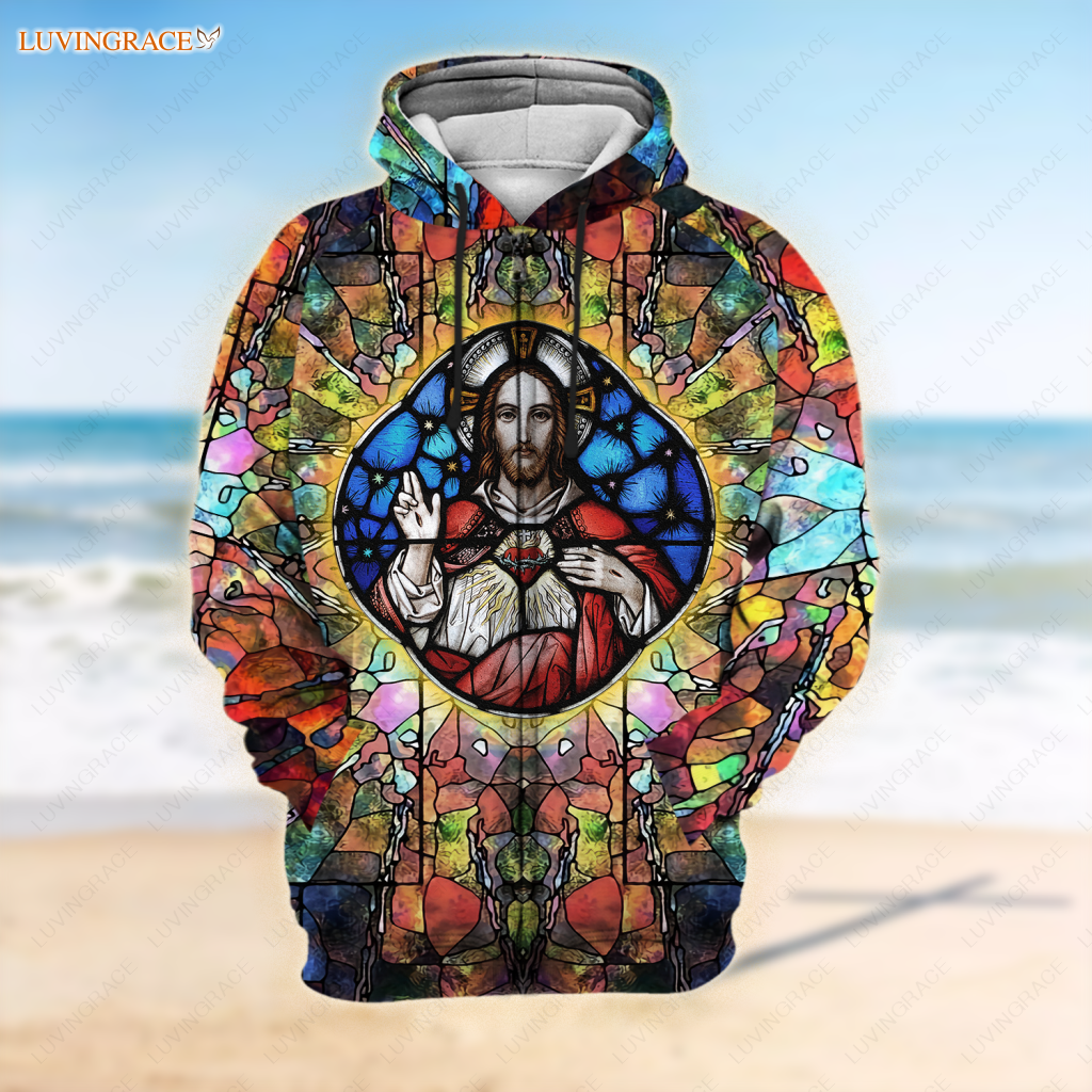 Jesus Showing His Heart Let Your Faith Be Bigger Than Fear Hoodie / S Option 1