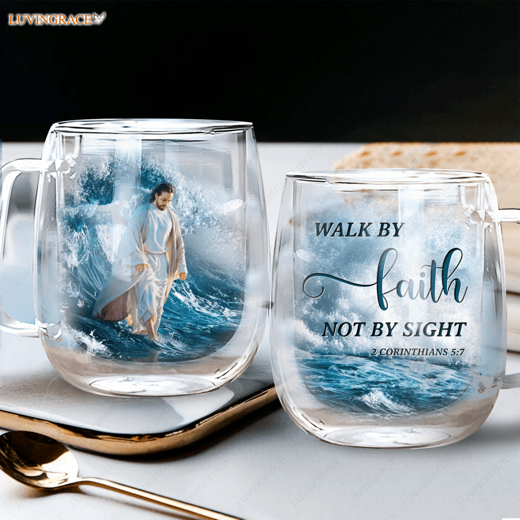 Jesus Walking On The Water Doubled-Wall Glass Mug
