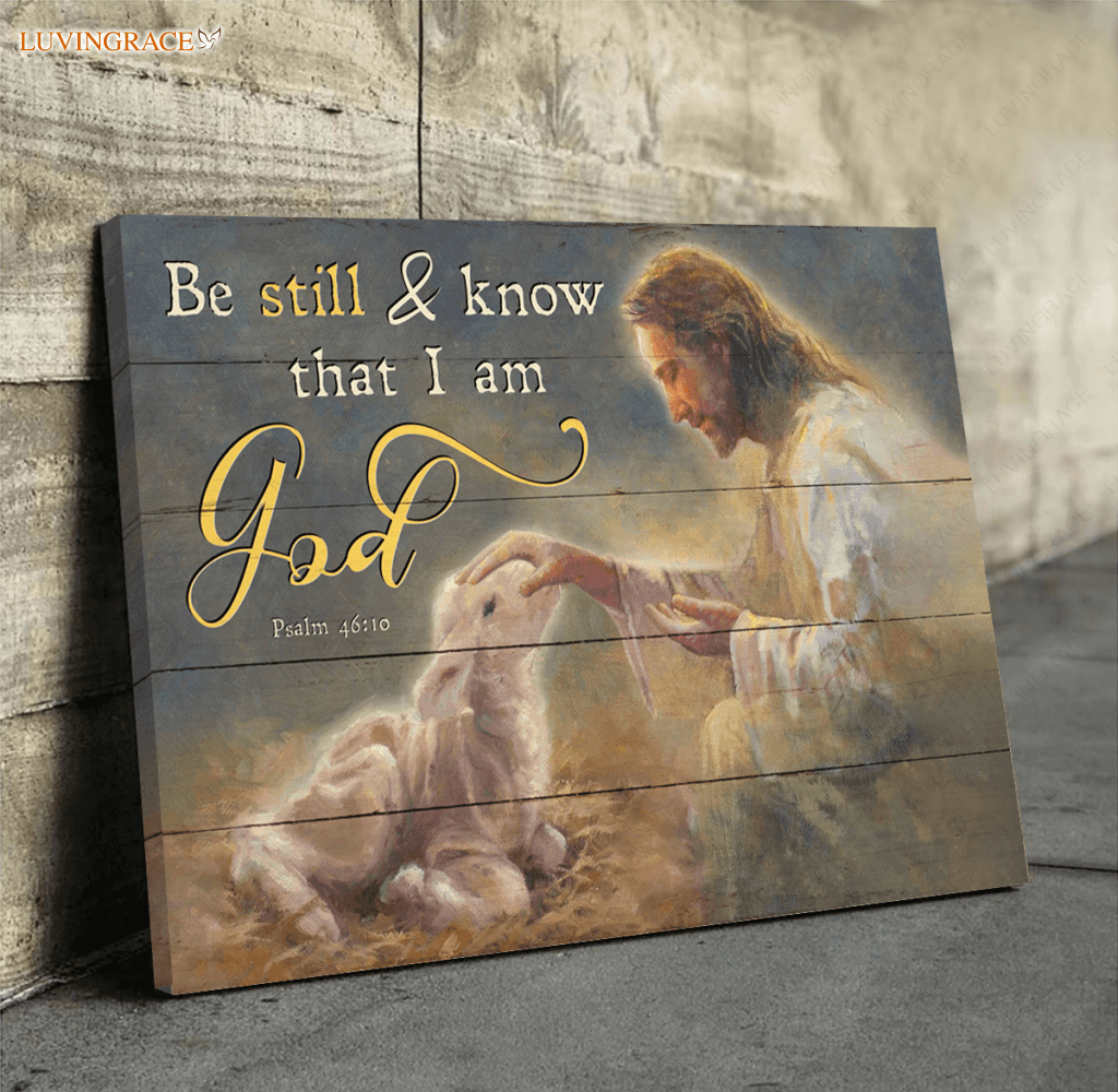 Jesus With Sheep Be Still Wall Art