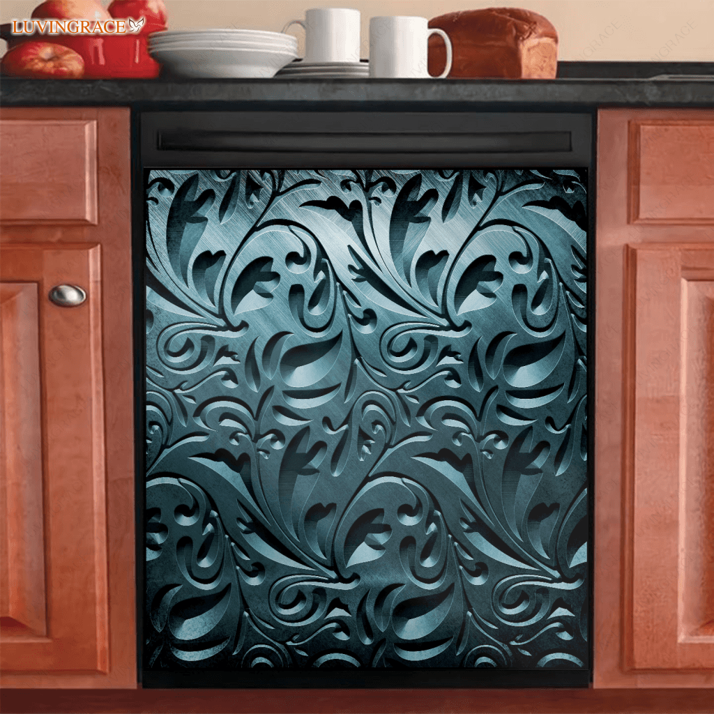 Kitchen Decor Dishwasher Magnet Cover Beautiful Dark Vintage Floral Design